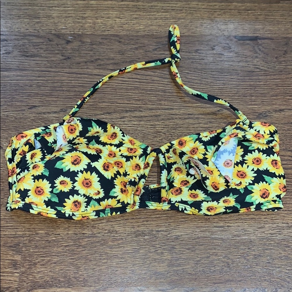 Sunflower cutout bandeau bathing suit top